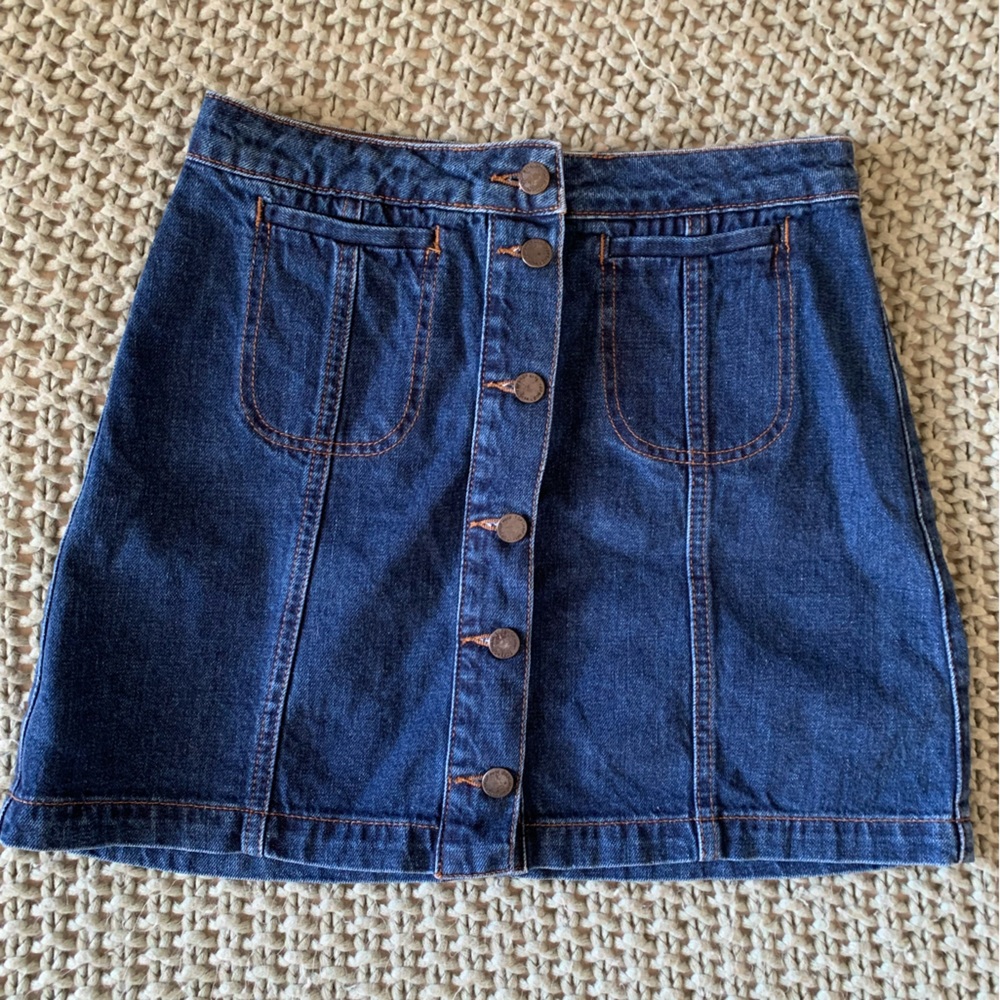 Topshop button down mini denim skirt